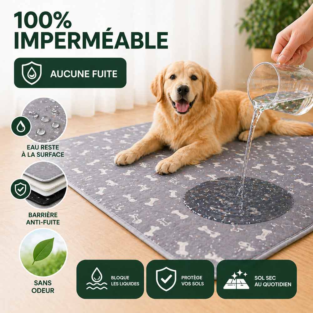Tapis hygiénique, absorbant et lavable